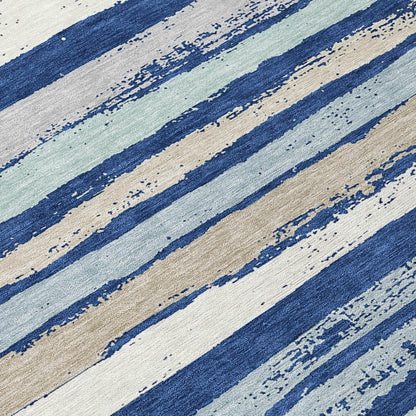 LOOMLAN Rugs Sylira Navy Washable Indoor-Outdoor Rug