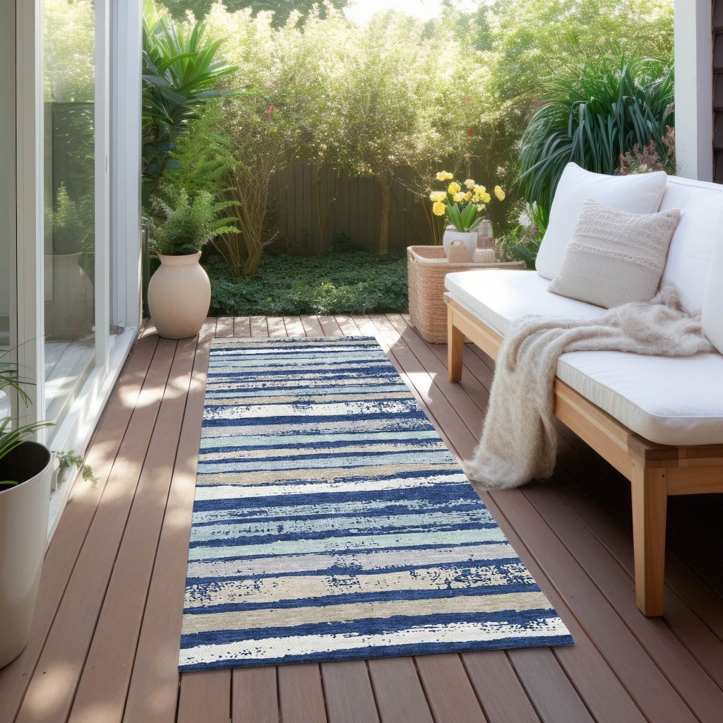 LOOMLAN Rugs Sylira Navy Washable Indoor-Outdoor Rug