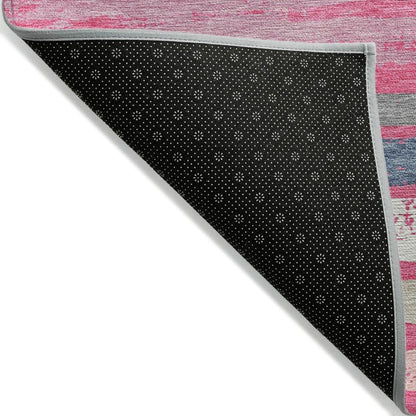 LOOMLAN Rugs Sylira Pink Washable Indoor-Outdoor Rug