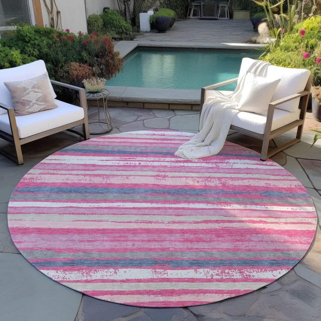 LOOMLAN Rugs Sylira Pink Washable Indoor-Outdoor Rug