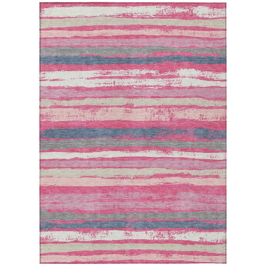 LOOMLAN Rugs Sylira Pink Washable Indoor-Outdoor Rug