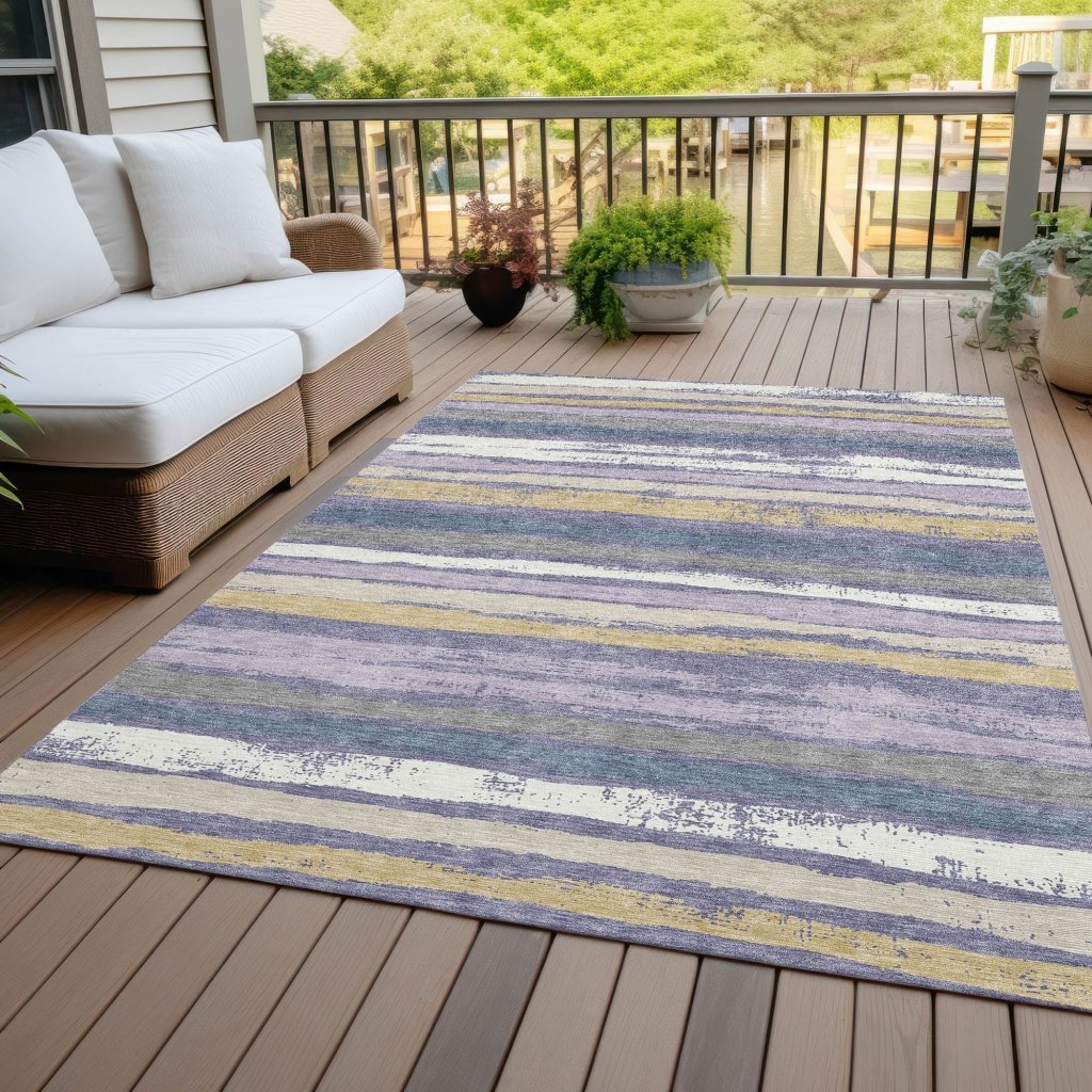 LOOMLAN Rugs Sylira Purple Washable Indoor-Outdoor Rug
