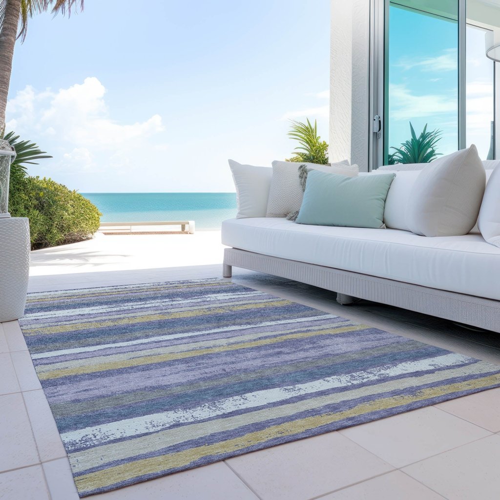 LOOMLAN Rugs Sylira Purple Washable Indoor-Outdoor Rug