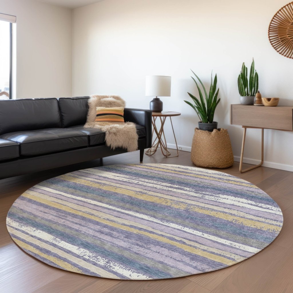 LOOMLAN Rugs Sylira Purple Washable Indoor-Outdoor Rug