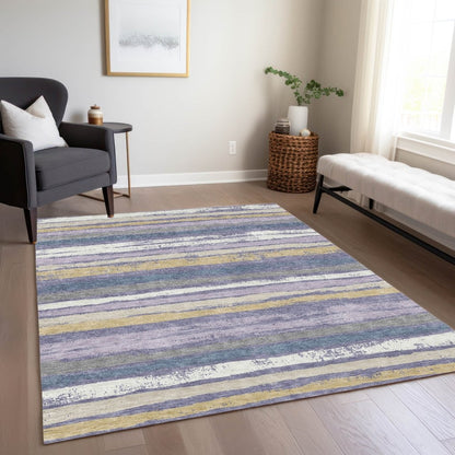 LOOMLAN Rugs Sylira Purple Washable Indoor-Outdoor Rug