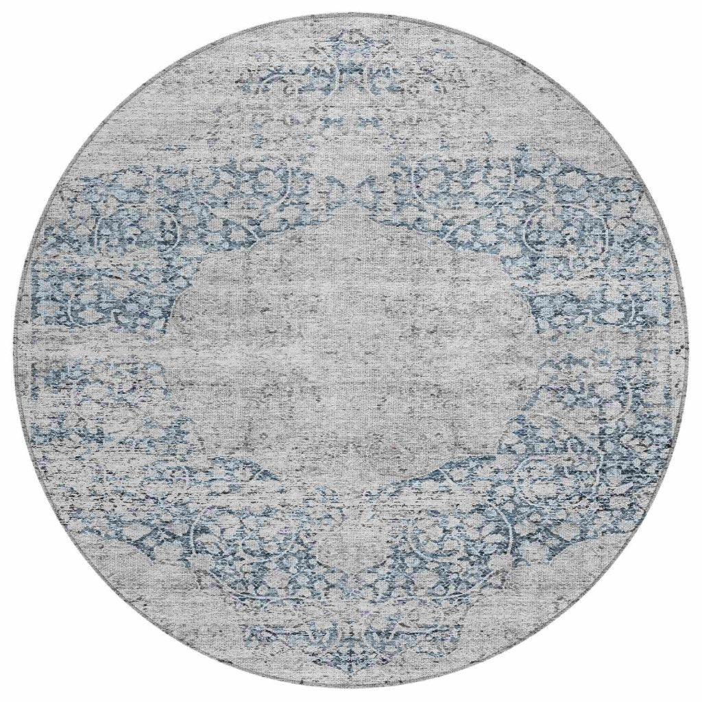 LOOMLAN Rugs Sylvia Blue Washable Indoor-Outdoor Rug