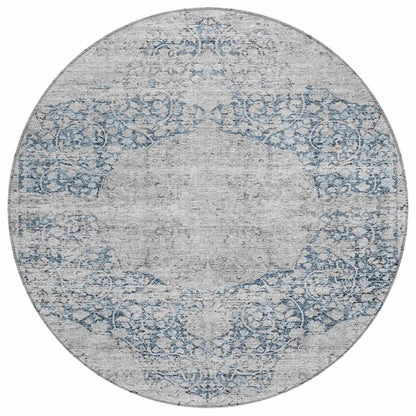 LOOMLAN Rugs Sylvia Blue Washable Indoor-Outdoor Rug