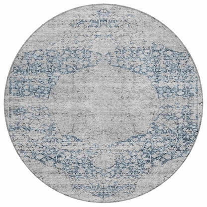 LOOMLAN Rugs Sylvia Blue Washable Indoor-Outdoor Rug