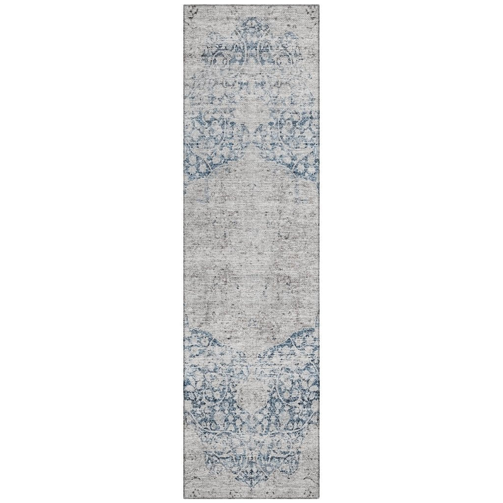 LOOMLAN Rugs Sylvia Blue Washable Indoor-Outdoor Rug