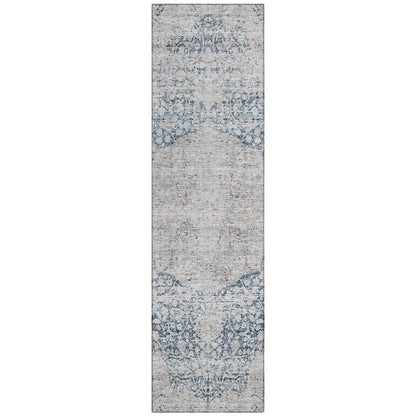 LOOMLAN Rugs Sylvia Blue Washable Indoor-Outdoor Rug