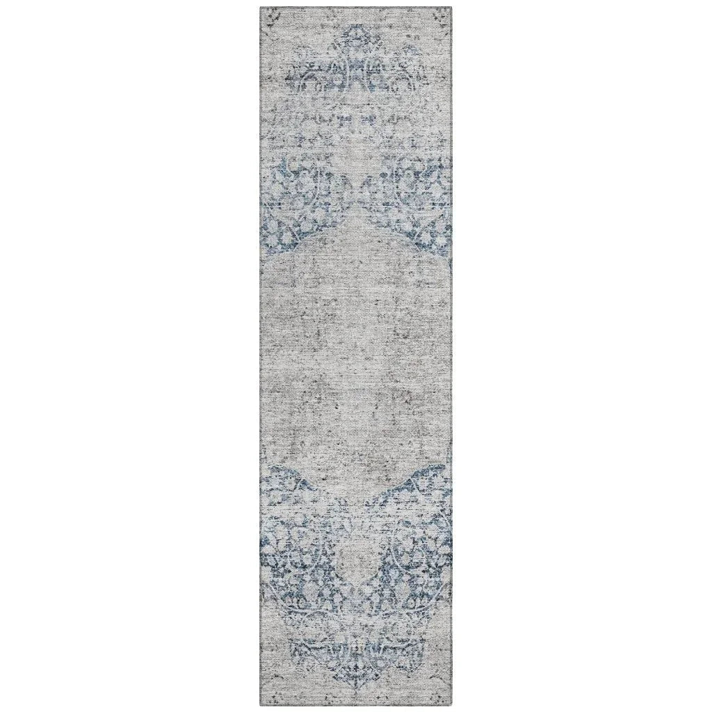 LOOMLAN Rugs Sylvia Blue Washable Indoor-Outdoor Rug