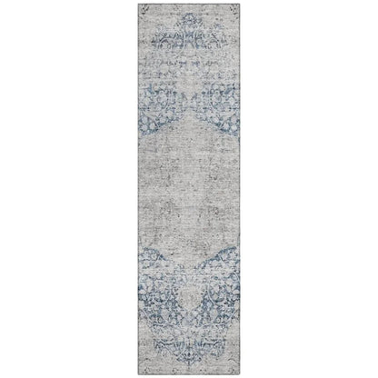LOOMLAN Rugs Sylvia Blue Washable Indoor-Outdoor Rug