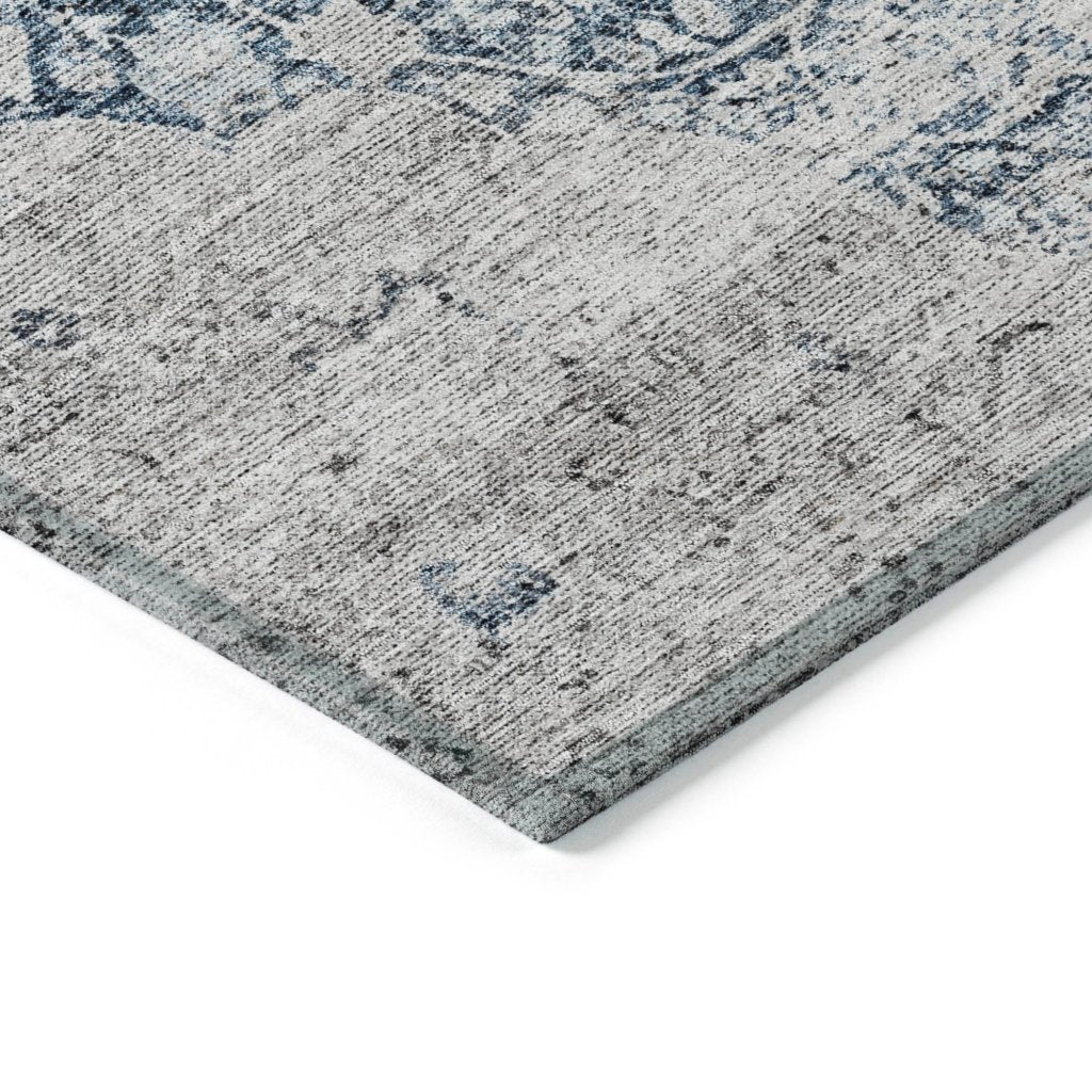 LOOMLAN Rugs Sylvia Blue Washable Indoor-Outdoor Rug