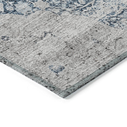 LOOMLAN Rugs Sylvia Blue Washable Indoor-Outdoor Rug