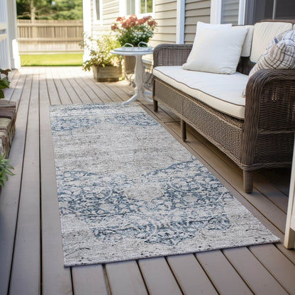 LOOMLAN Rugs Sylvia Blue Washable Indoor-Outdoor Rug