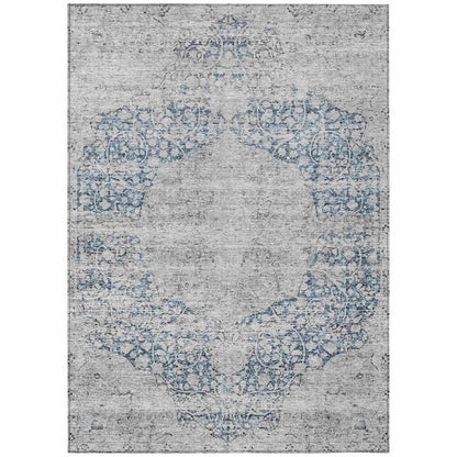 LOOMLAN Rugs Sylvia Blue Washable Indoor-Outdoor Rug
