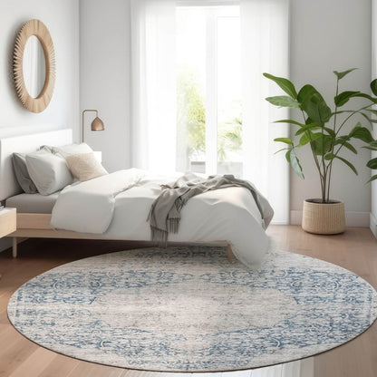 LOOMLAN Rugs Sylvia Blue Washable Indoor-Outdoor Rug
