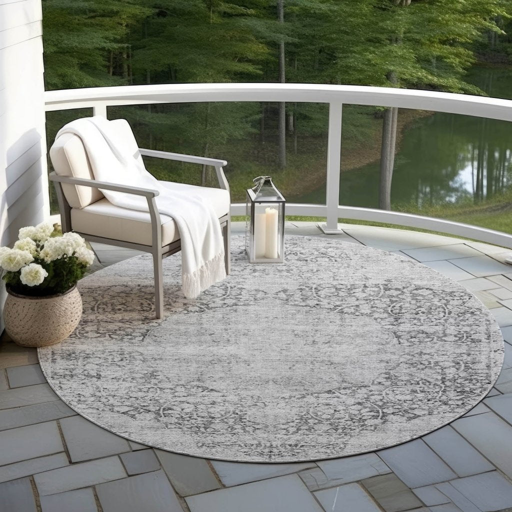 LOOMLAN Rugs Sylvia Gray Washable Indoor-Outdoor Rug