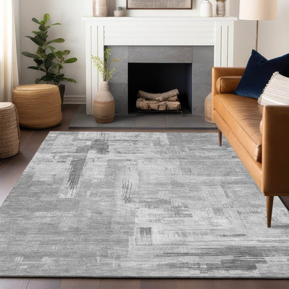 LOOMLAN Rugs Syrene Gray Washable Indoor-Outdoor Rug