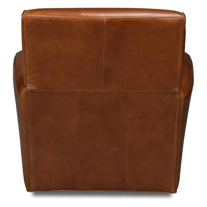 Sarreid Taft Wood and Leather Brown Swivel Arm Chair