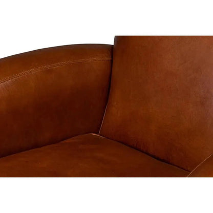Sarreid Taft Wood and Leather Brown Swivel Arm Chair