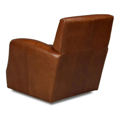 Sarreid Taft Wood and Leather Brown Swivel Arm Chair