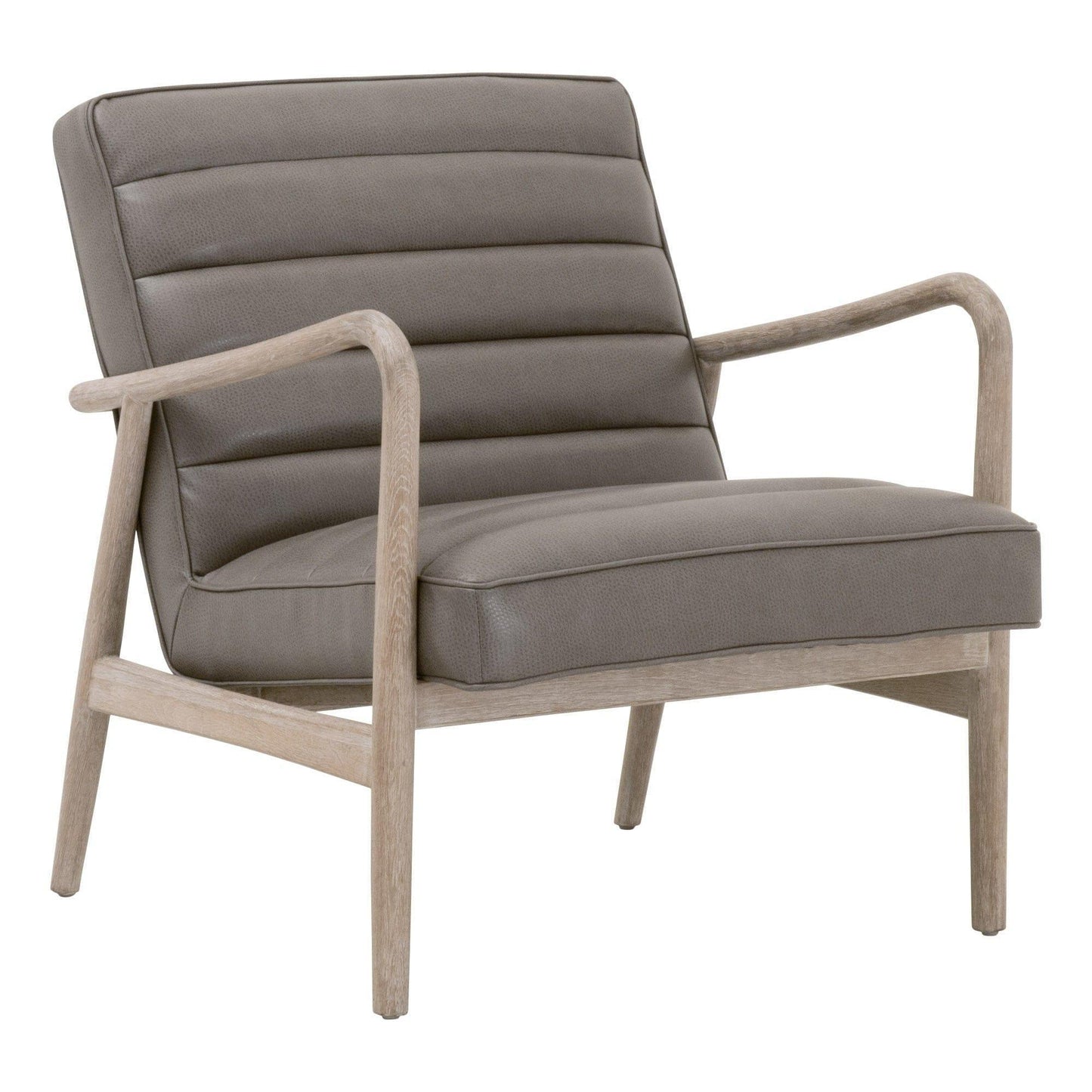 Tahoe Club Chair Gray Upholstery and Oak Wood - Sideboards and Things Accents_Natural, Accents_Tufted, Brand_Essentials For Living, Color_Gray, Color_Taupe, Finish_Natural, Materials_Upholstery, Product Type_Club Chair, Seat Material_Upholstery, Upholstery Type_Vegan Leather, Wood Species_Oak