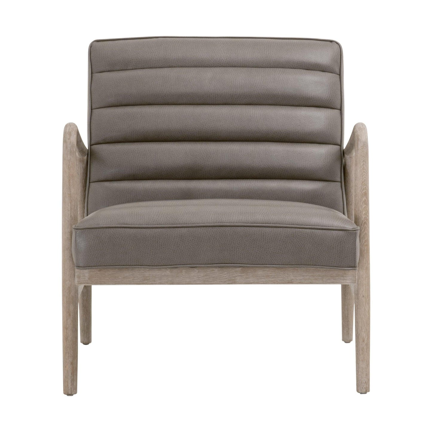 Tahoe Club Chair Gray Upholstery and Oak Wood - Sideboards and Things Accents_Natural, Accents_Tufted, Brand_Essentials For Living, Color_Gray, Color_Taupe, Finish_Natural, Materials_Upholstery, Product Type_Club Chair, Seat Material_Upholstery, Upholstery Type_Vegan Leather, Wood Species_Oak