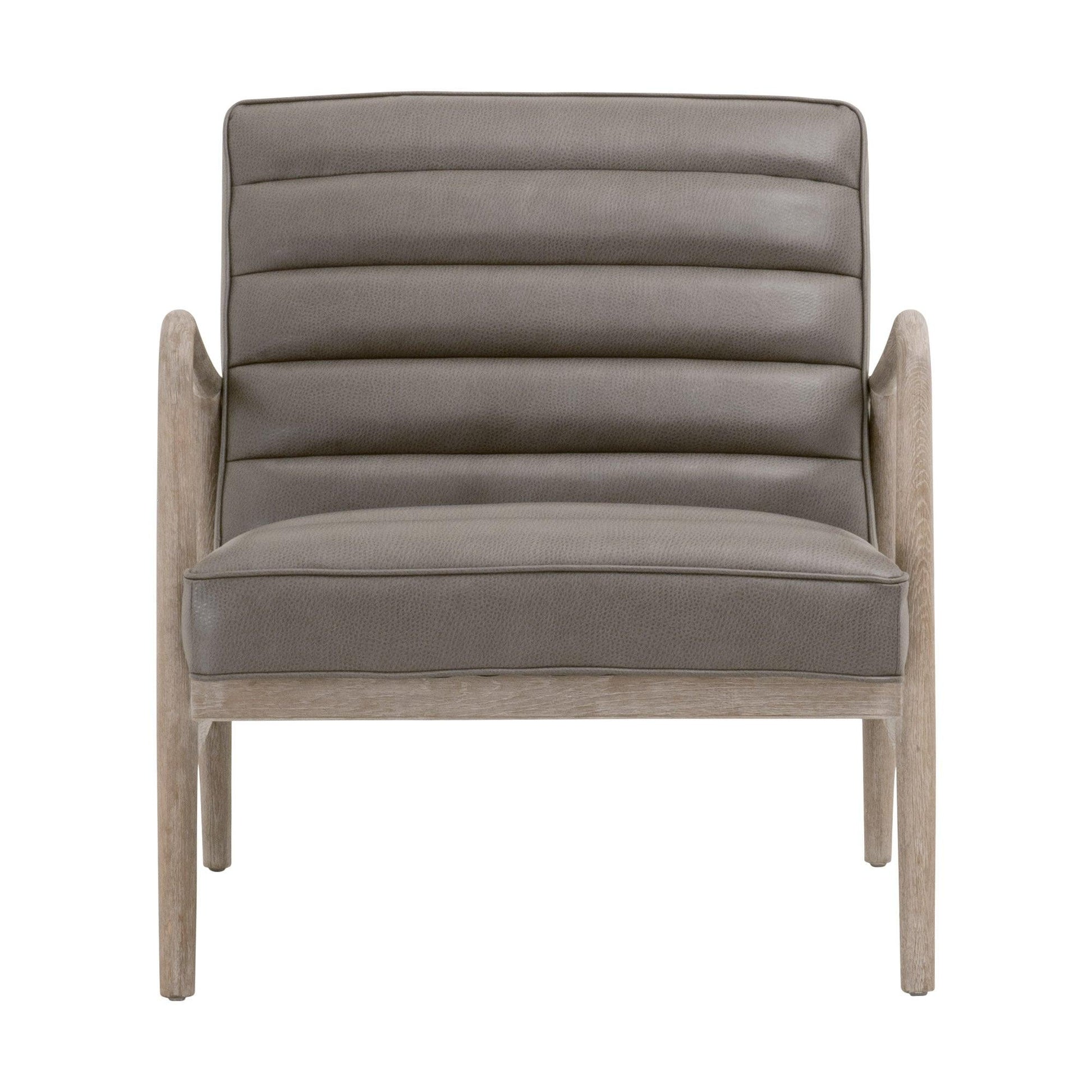 Tahoe Club Chair Gray Upholstery and Oak Wood - Sideboards and Things Accents_Natural, Accents_Tufted, Brand_Essentials For Living, Color_Gray, Color_Taupe, Finish_Natural, Materials_Upholstery, Product Type_Club Chair, Seat Material_Upholstery, Upholstery Type_Vegan Leather, Wood Species_Oak