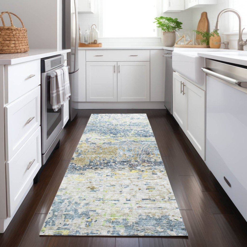 LOOMLAN Rugs Talia Blue Washable Indoor-Outdoor Rug