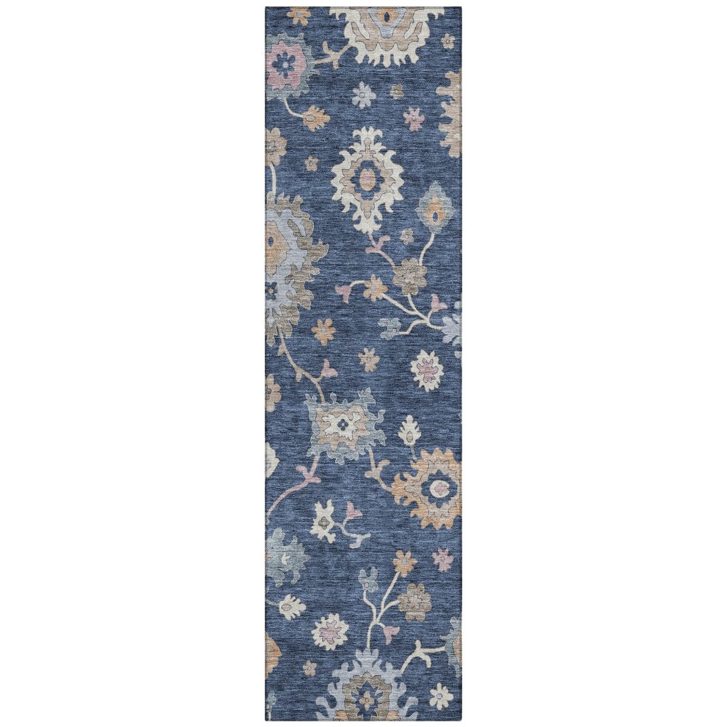 LOOMLAN Rugs Talitha Blue Washable Indoor-Outdoor Rug