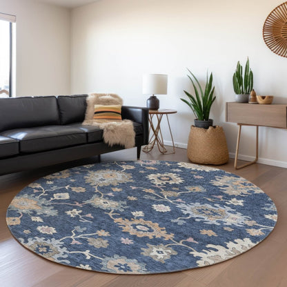 LOOMLAN Rugs Talitha Blue Washable Indoor-Outdoor Rug