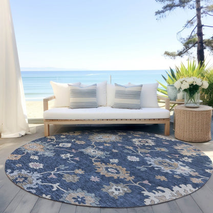LOOMLAN Rugs Talitha Blue Washable Indoor-Outdoor Rug