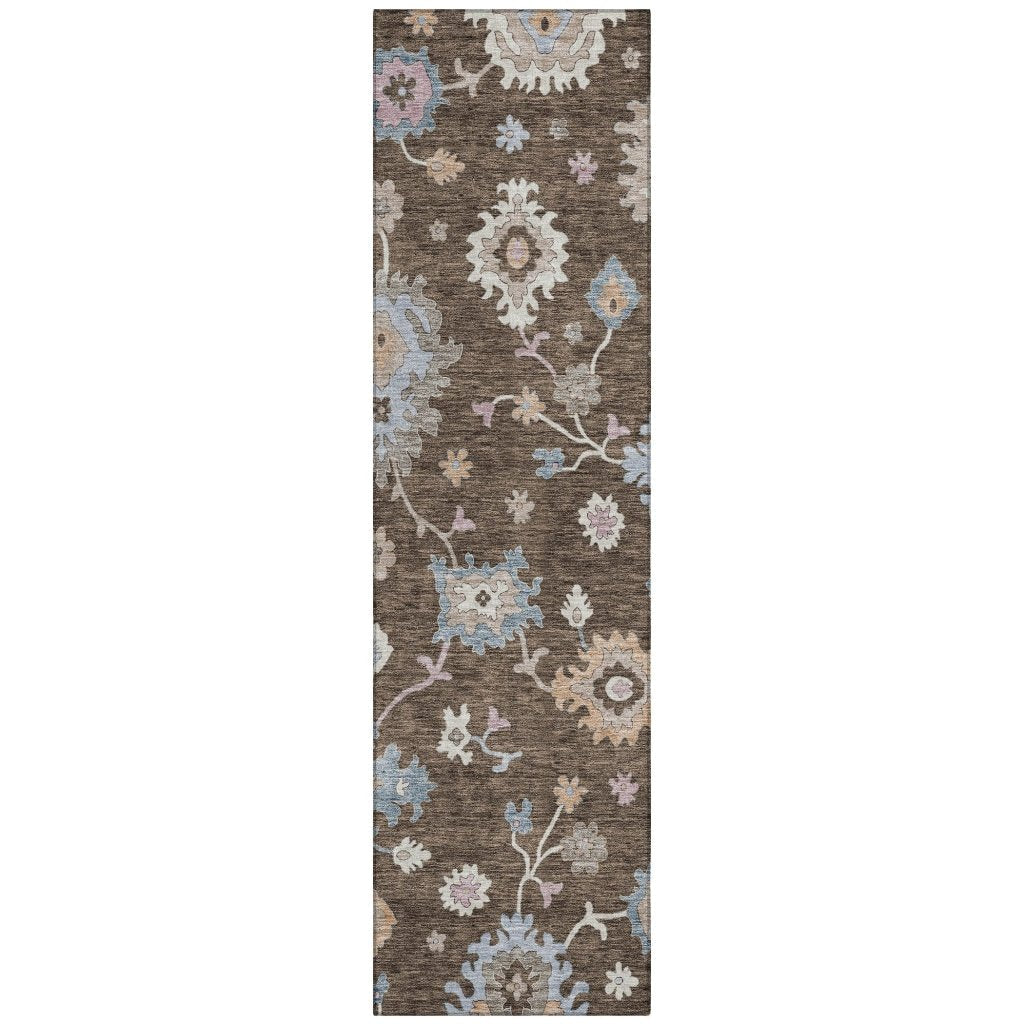 LOOMLAN Rugs Talitha Brown Washable Indoor-Outdoor Rug