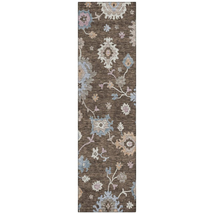 LOOMLAN Rugs Talitha Brown Washable Indoor-Outdoor Rug