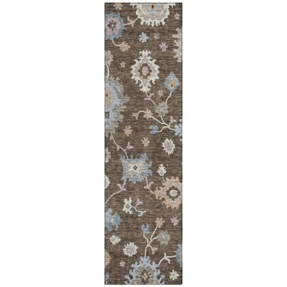 LOOMLAN Rugs Talitha Brown Washable Indoor-Outdoor Rug