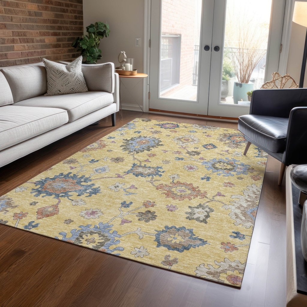 LOOMLAN Rugs Talitha Gold Washable Indoor-Outdoor Rug