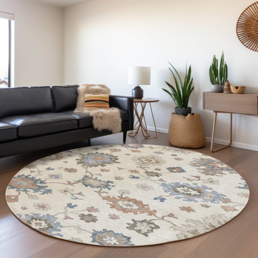 LOOMLAN Rugs Talitha Ivory Washable Indoor-Outdoor Rug
