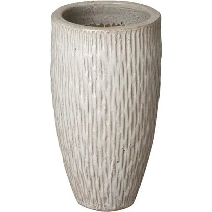 Tall Round Textured Ceramic Pot