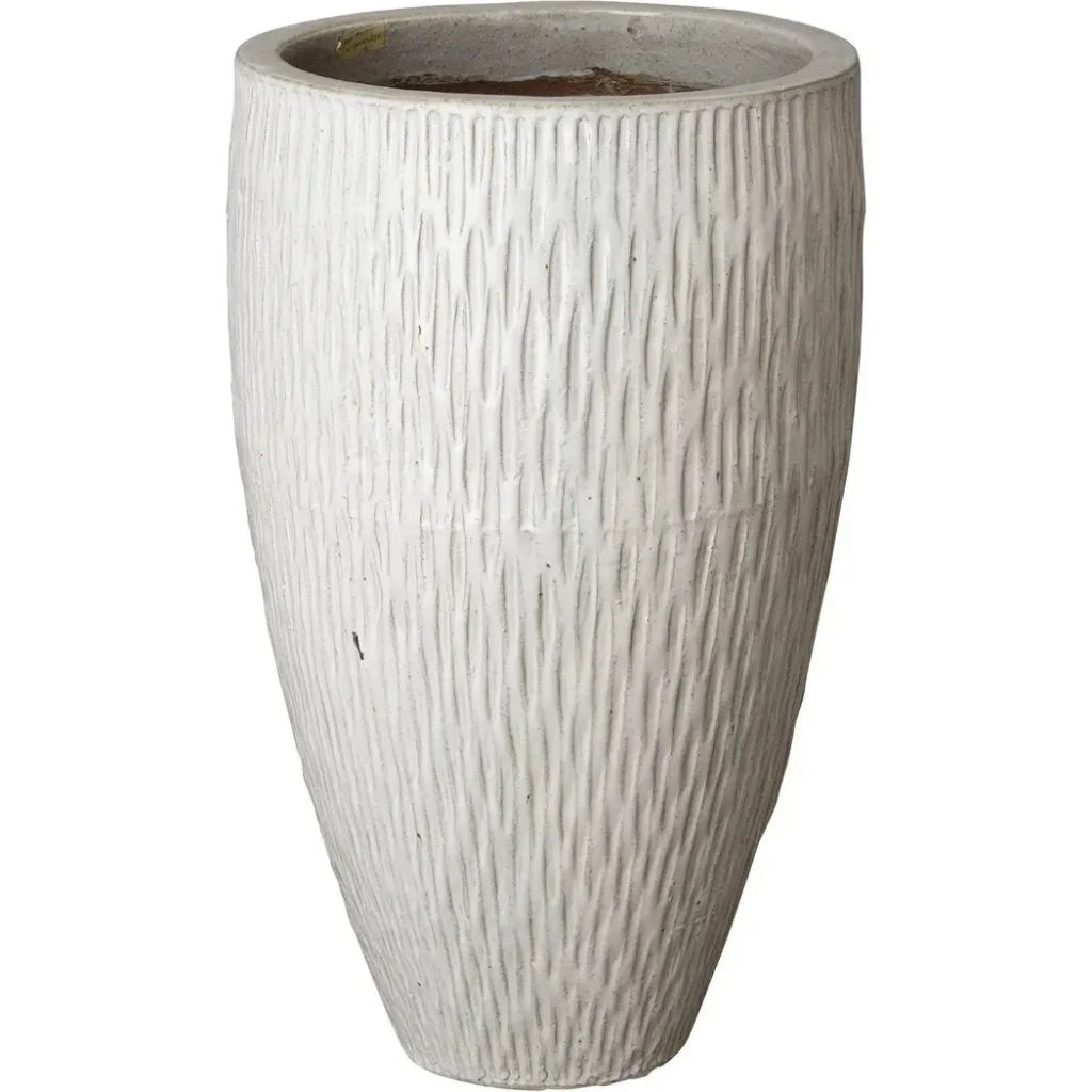 Tall Round Textured Ceramic Pot