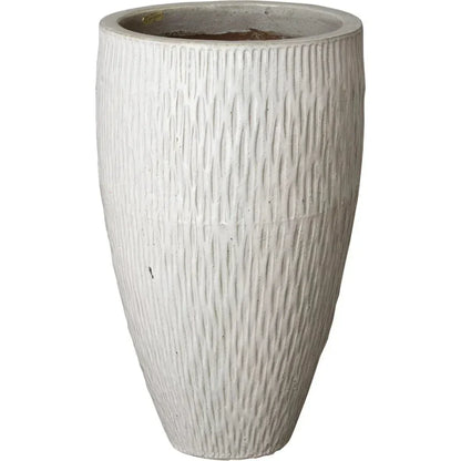 Tall Round Textured Ceramic Pot