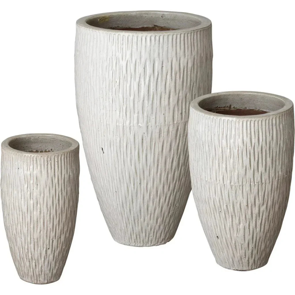 Tall Round Textured Ceramic Pot