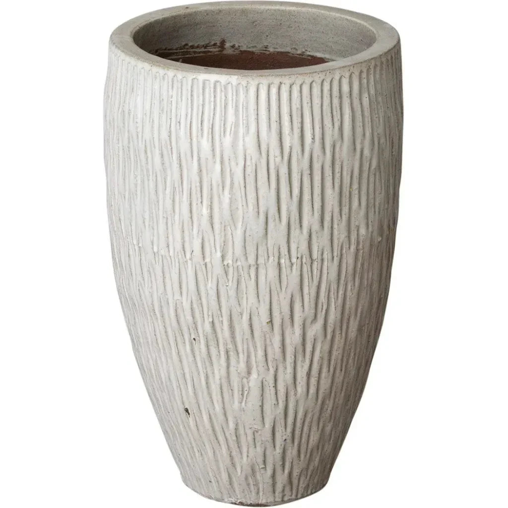 Tall Round Textured Ceramic Pot