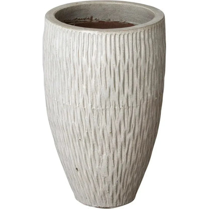 Tall Round Textured Ceramic Pot