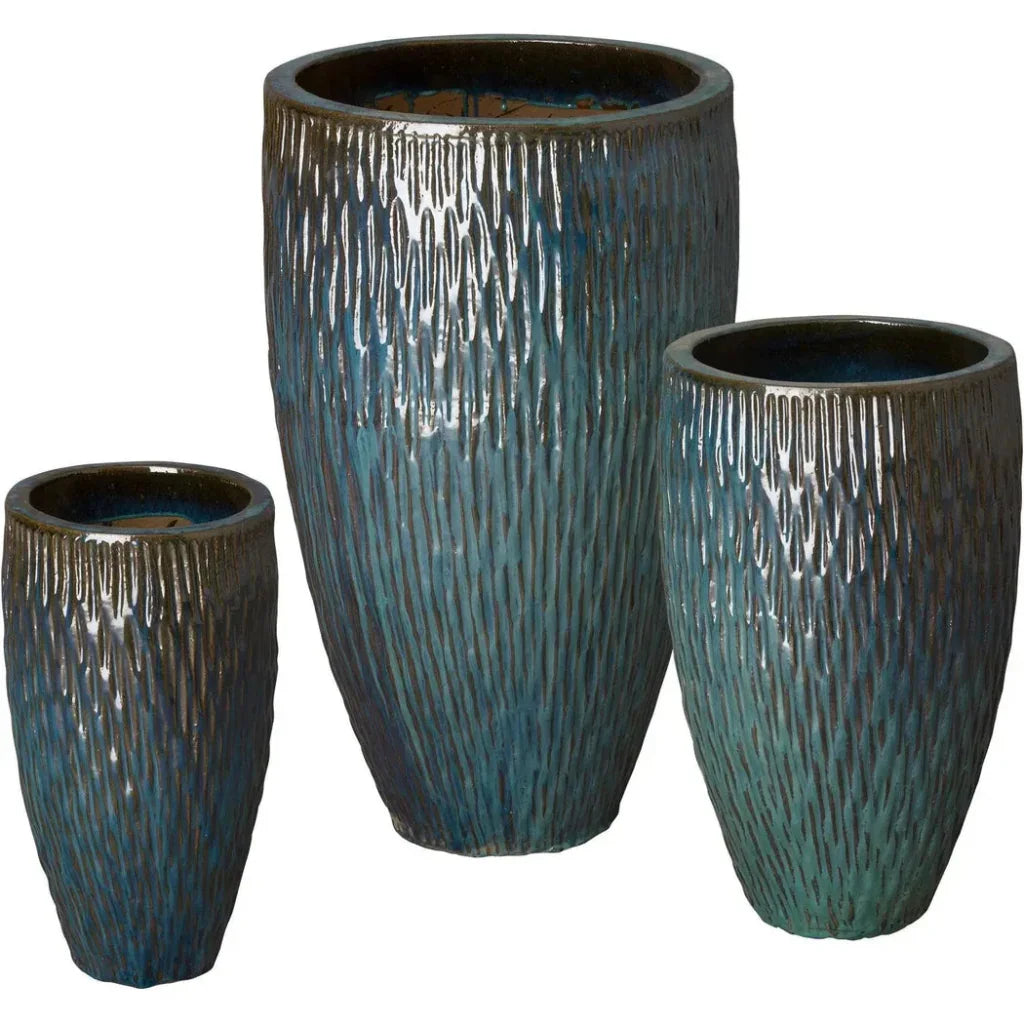 Tall Round Textured Ceramic Pot