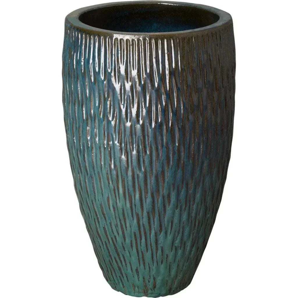 Tall Round Textured Ceramic Pot