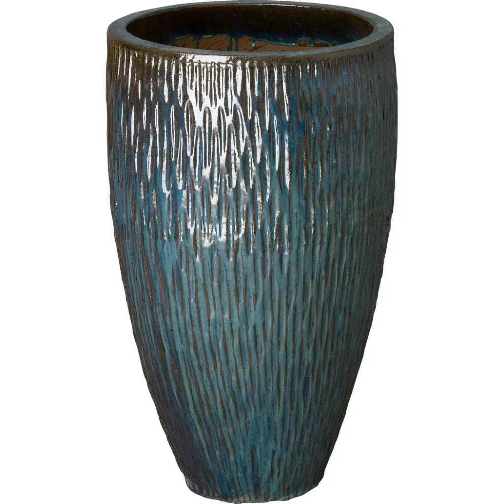 Tall Round Textured Ceramic Pot