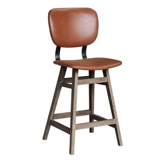 Tan Brown PU Leather Armless Counter Height Stool With Wood Frame - Sideboards and Things Accents_Natural, Back Type_Floating Back, Back Type_With Back, Brand_LH Imports, Color_Natural, Finish_Whitewashed, Legs Material_Wood, Materials_Metal, Materials_Upholstery, Metal Type_Iron, Product Type_Counter Height, Seat Material_Upholstery, Shape_Armless, Upholstery Type_Leather, Upholstery Type_Vegan Leather