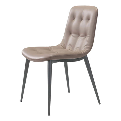 Tangiers Dining Chair (Set of 2) Taupe - Sideboards and Things Accents_Black, Back Type_With Back, Brand_Zuo Modern, Color_Black, Color_Taupe, Depth_20-30, Finish_Powder Coated, Height_30-40, Materials_Metal, Materials_Upholstery, Metal Type_Steel, Number of Pieces_2PC Set, Product Type_Dining Height, Upholstery Type_Leather, Upholstery Type_Vegan Leather, Width_10-20