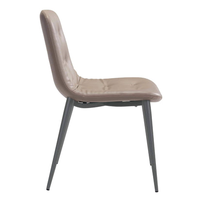 Tangiers Dining Chair (Set of 2) Taupe - Sideboards and Things Accents_Black, Back Type_With Back, Brand_Zuo Modern, Color_Black, Color_Taupe, Depth_20-30, Finish_Powder Coated, Height_30-40, Materials_Metal, Materials_Upholstery, Metal Type_Steel, Number of Pieces_2PC Set, Product Type_Dining Height, Upholstery Type_Leather, Upholstery Type_Vegan Leather, Width_10-20
